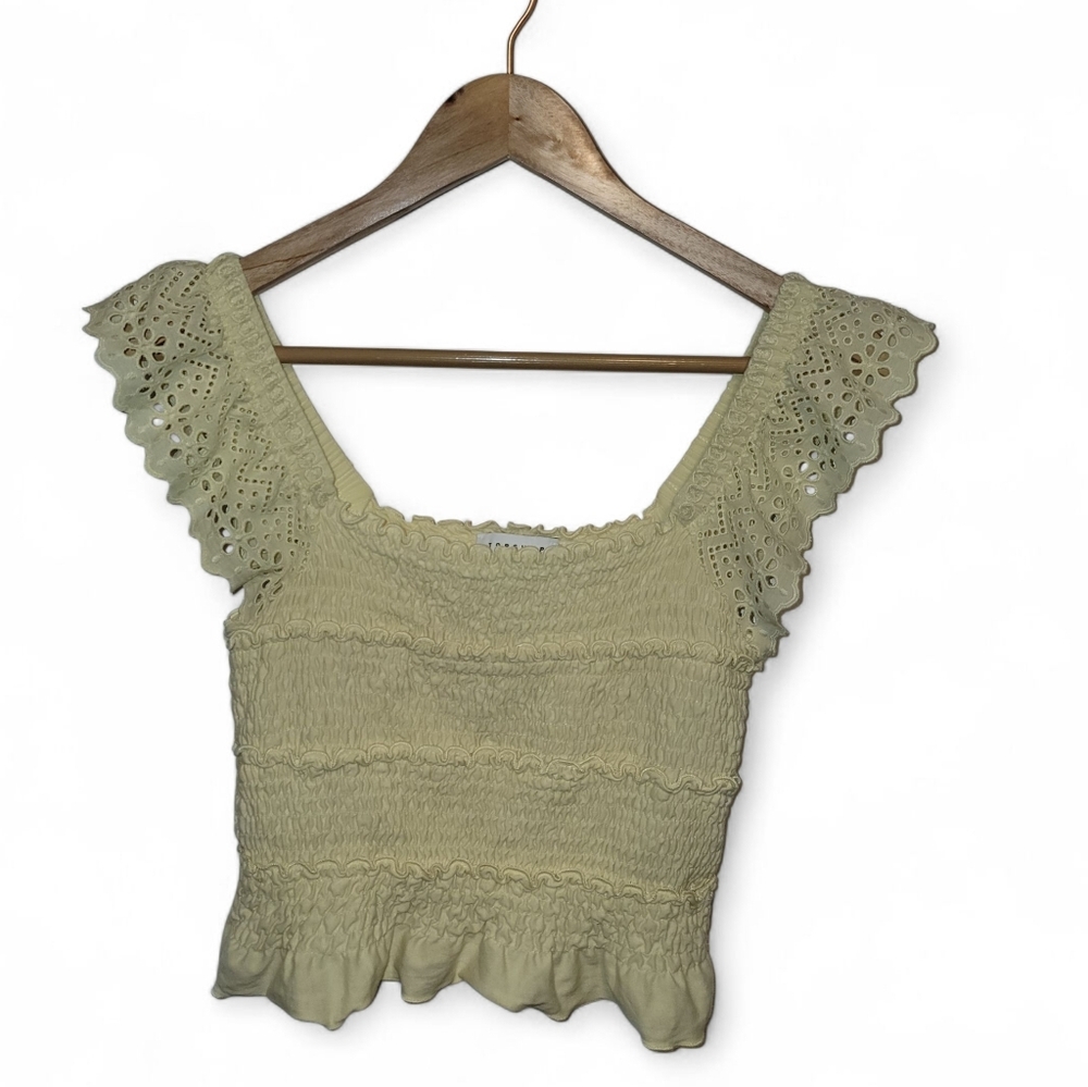 Topshop Adorable 💛 Yellow Eyelet Sleeve Blouse - Picture 2 of 3